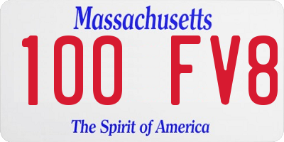 MA license plate 100FV8