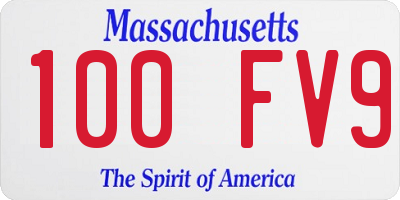 MA license plate 100FV9