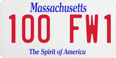 MA license plate 100FW1