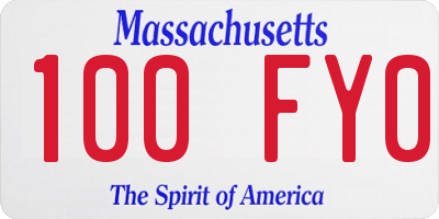MA license plate 100FY0