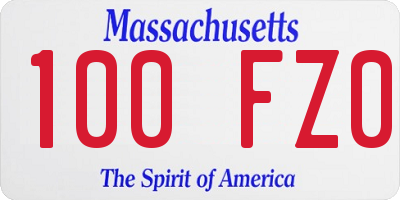 MA license plate 100FZ0