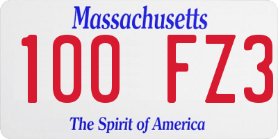MA license plate 100FZ3