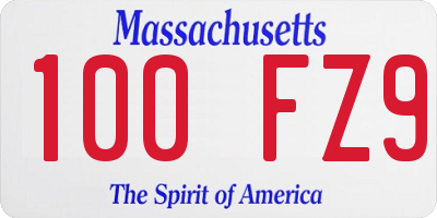 MA license plate 100FZ9