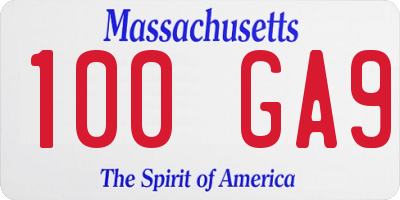 MA license plate 100GA9