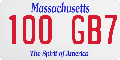 MA license plate 100GB7