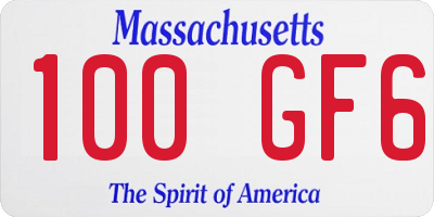 MA license plate 100GF6