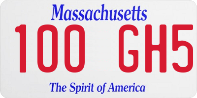 MA license plate 100GH5