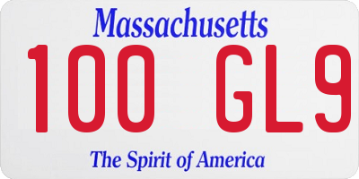 MA license plate 100GL9