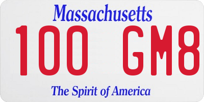 MA license plate 100GM8