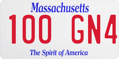 MA license plate 100GN4
