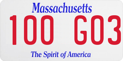 MA license plate 100GO3