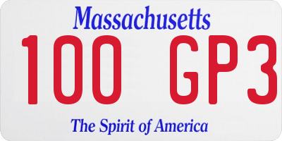 MA license plate 100GP3