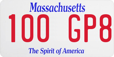 MA license plate 100GP8