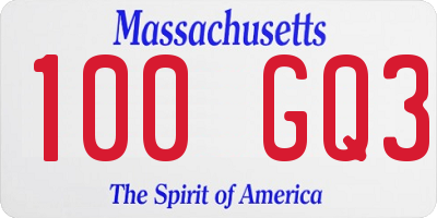 MA license plate 100GQ3