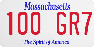 MA license plate 100GR7