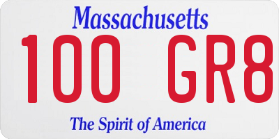 MA license plate 100GR8