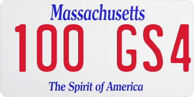 MA license plate 100GS4