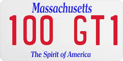 MA license plate 100GT1