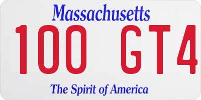 MA license plate 100GT4
