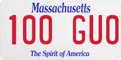 MA license plate 100GU0