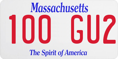MA license plate 100GU2