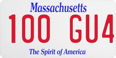 MA license plate 100GU4