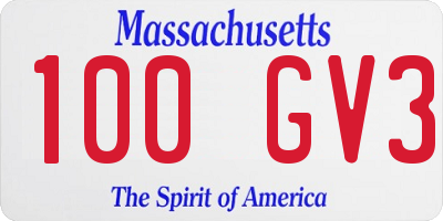MA license plate 100GV3