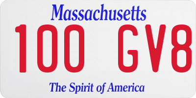 MA license plate 100GV8