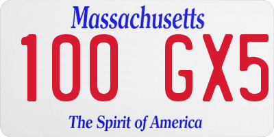 MA license plate 100GX5
