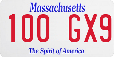 MA license plate 100GX9