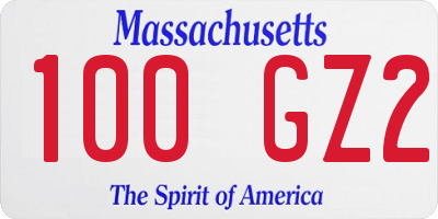MA license plate 100GZ2