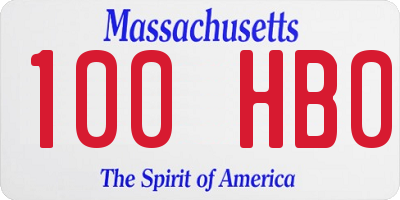 MA license plate 100HB0
