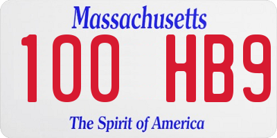 MA license plate 100HB9