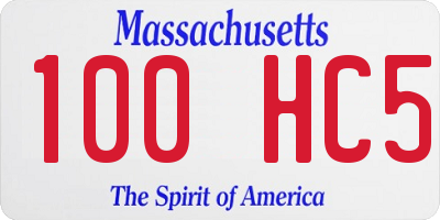 MA license plate 100HC5