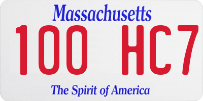 MA license plate 100HC7