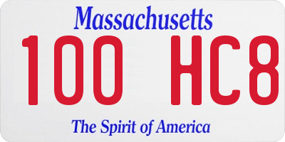 MA license plate 100HC8