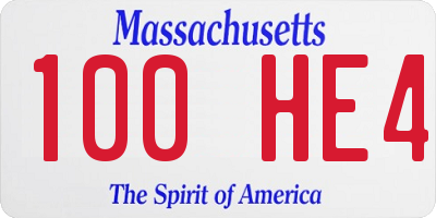 MA license plate 100HE4