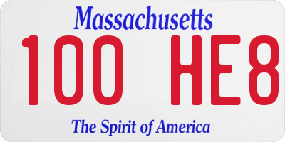 MA license plate 100HE8