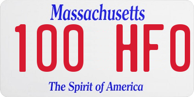 MA license plate 100HF0