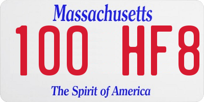 MA license plate 100HF8