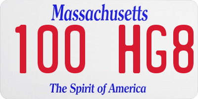 MA license plate 100HG8