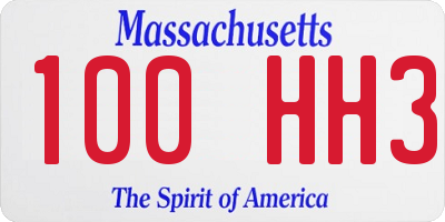MA license plate 100HH3