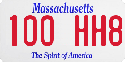 MA license plate 100HH8