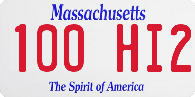 MA license plate 100HI2