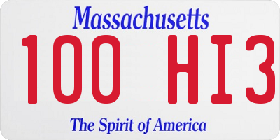 MA license plate 100HI3