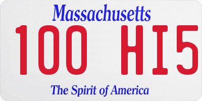 MA license plate 100HI5