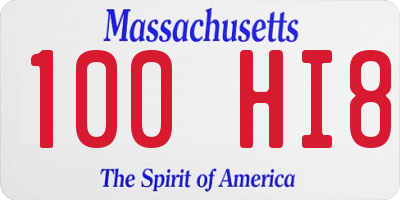 MA license plate 100HI8