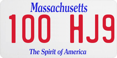 MA license plate 100HJ9
