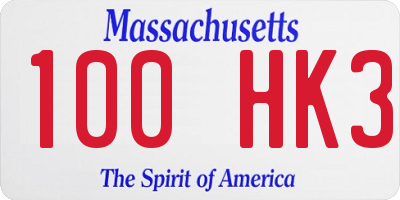 MA license plate 100HK3