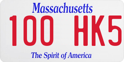 MA license plate 100HK5